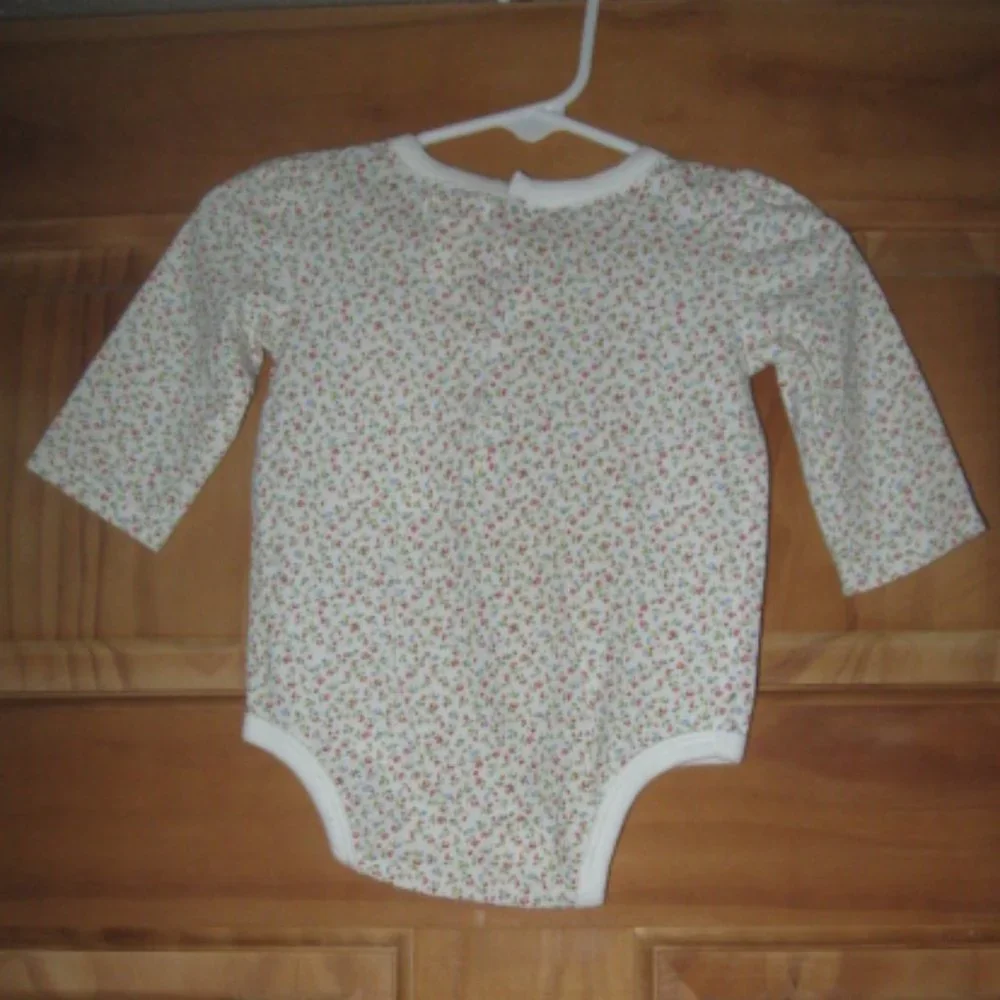 5/$30 Girls Chaps Flowered Long Sleeve Bodysuit and Blue Jean Romper